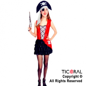 DISFRAZ MUJER PIRATA SEXY CON GORRO ADULTO CR x 1